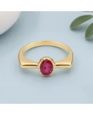 Gold Plated Ruby Ring in 925 Sterling Silver | Handmade Gift for Women