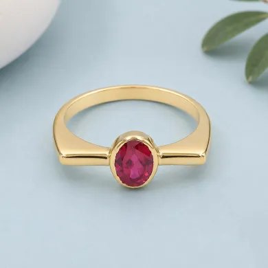Gold Plated Ruby Ring in 925 Sterling Silver | Handmade Gift for Women