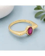Gold Plated Ruby Ring in 925 Sterling Silver | Handmade Gift for Women