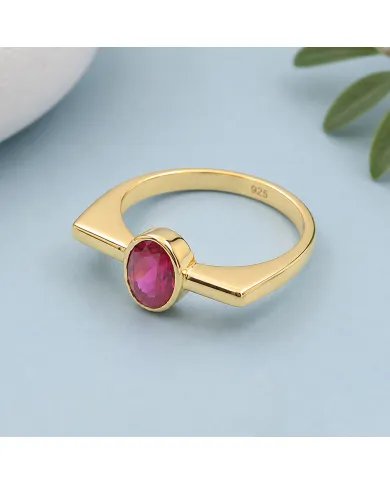 Gold Plated Ruby Ring in 925 Sterling Silver | Handmade Gift for Women