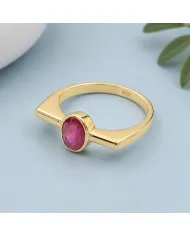 Gold Plated Ruby Ring in 925 Sterling Silver | Handmade Gift for Women