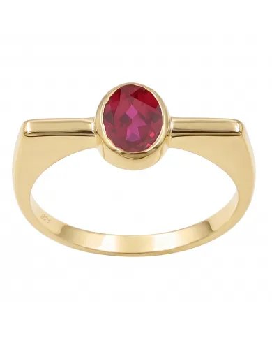 Gold Plated Ruby Ring in 925 Sterling Silver | Handmade Gift for Women