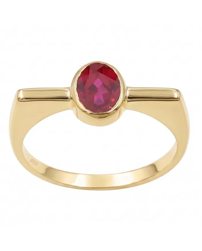 Gold Plated Ruby Ring in 925 Sterling Silver | Handmade Gift for Women