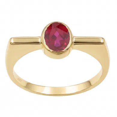 Gold Plated Ruby Ring in 925 Sterling Silver | Handmade Gift for Women