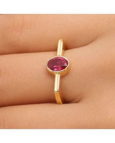 Gold Plated Ruby Ring in 925 Sterling Silver | Handmade Gift for Women