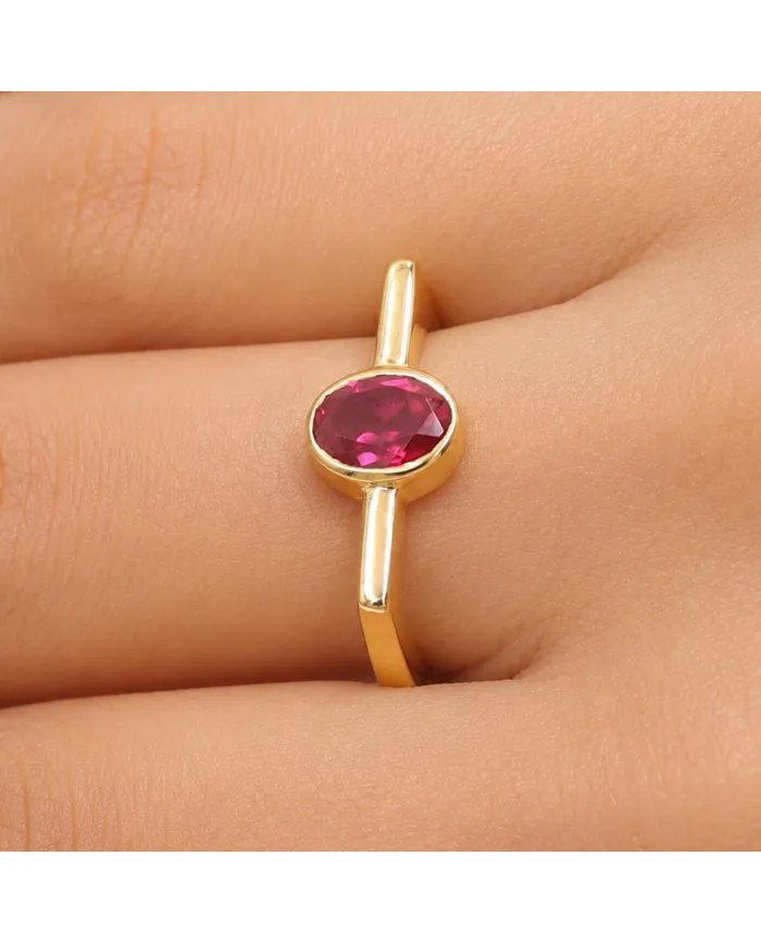 Gold Plated Ruby Ring in 925 Sterling Silver | Handmade Gift for Women
