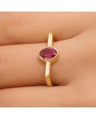 Gold Plated Ruby Ring in 925 Sterling Silver | Handmade Gift for Women