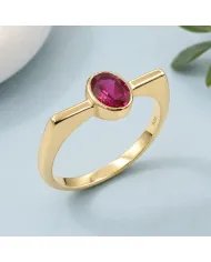 Gold Plated Ruby Ring in 925 Sterling Silver | Handmade Gift for Women