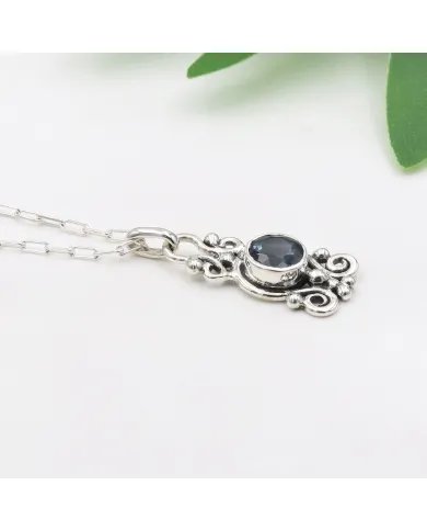 London Blue Topaz Gemstone 925 Silver Necklace - Handcrafted Women's Jewelry