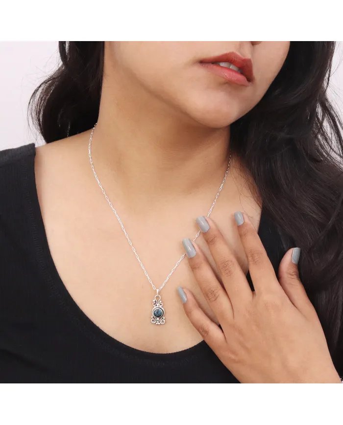 London Blue Topaz Pendant - 925 Sterling Silver Handcrafted Jewelry