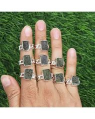 Raw Moldavite Ring 925 Sterling Silver - Handmade Gemstone Jewelry