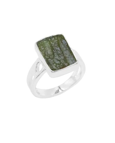 Raw Moldavite Ring 925 Sterling Silver - Handmade Gemstone Jewelry