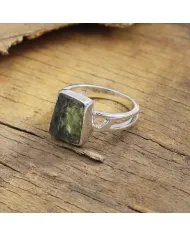 Raw Moldavite Ring 925 Sterling Silver - Handmade Gemstone Jewelry