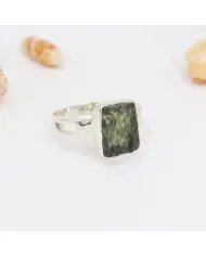 Raw Moldavite Ring 925 Sterling Silver - Handmade Gemstone Jewelry