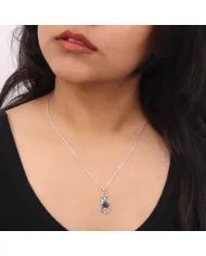 London Blue Topaz Pendant - 925 Sterling Silver Handcrafted Jewelry