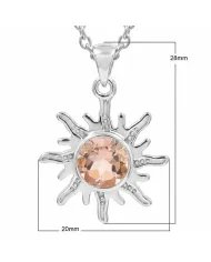 Radiant Sunburst Pendant with Morganite Gemstone in 925 Sterling Silver