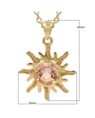 Radiant Sunburst Morganite Pendant in Gold-Plated 925 Sterling Silver