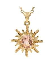 Radiant Sunburst Pendant with Morganite Gemstone in 925 Sterling Silver