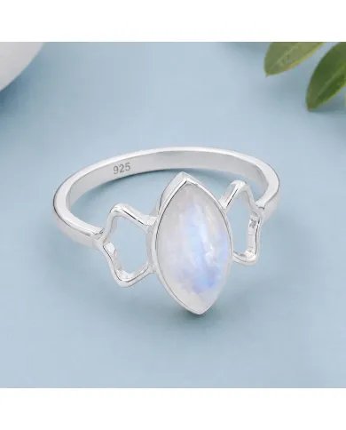 Marquise Moonstone Ring in 925 Sterling Silver | Handmade Jewelry
