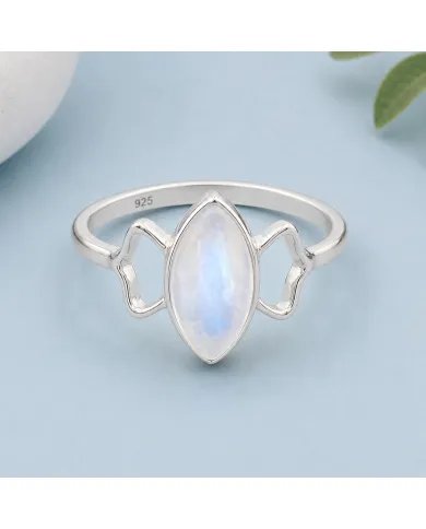 Marquise Moonstone Ring in 925 Sterling Silver | Handmade Jewelry