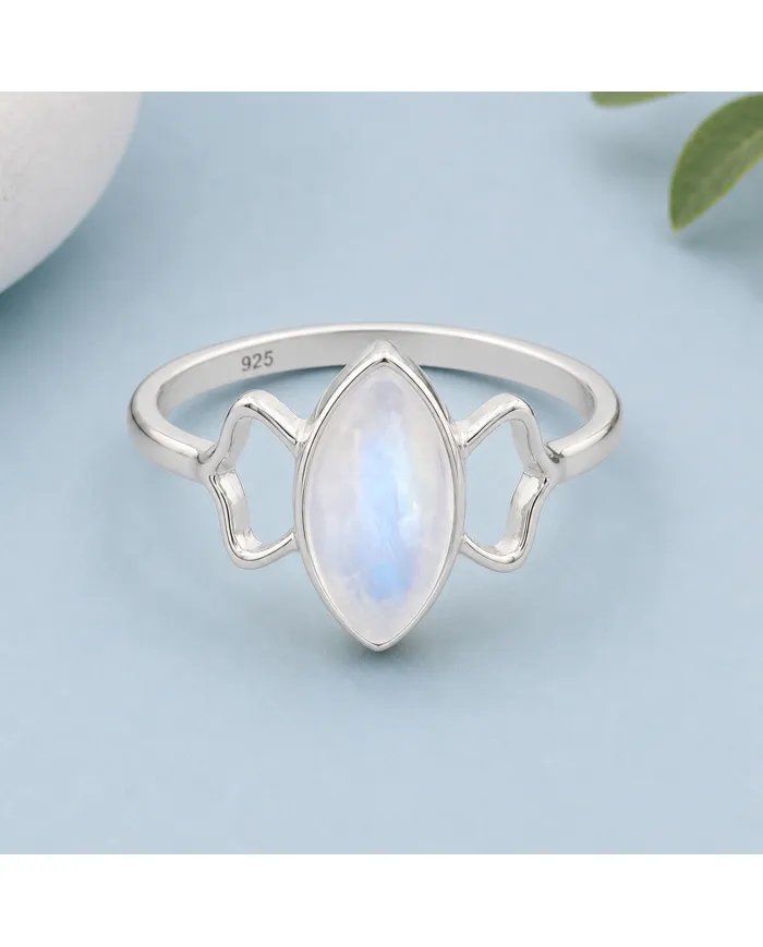 Marquise Moonstone Ring in 925 Sterling Silver | Handmade Jewelry
