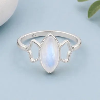 Marquise Moonstone Ring in 925 Sterling Silver | Handmade Jewelry