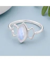 Marquise Moonstone Ring in 925 Sterling Silver | Handmade Jewelry