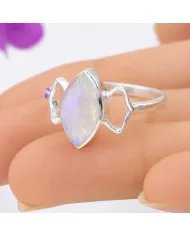 Marquise Moonstone Ring in 925 Sterling Silver | Handmade Jewelry