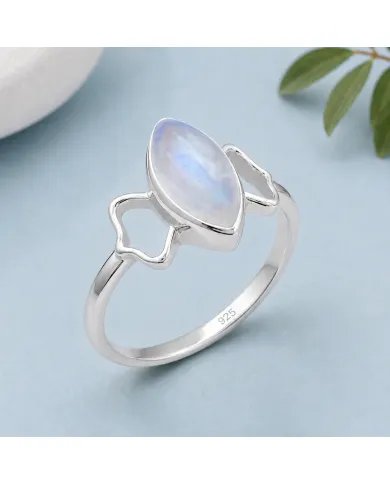 Marquise Moonstone Ring in 925 Sterling Silver | Handmade Jewelry