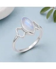 Marquise Moonstone Ring in 925 Sterling Silver | Handmade Jewelry