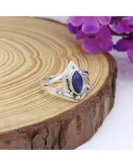 925 Sterling Silver Lapis Lazuli Ring | Handmade Statement Jewelry