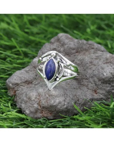 925 Sterling Silver Lapis Lazuli Ring | Handmade Statement Jewelry