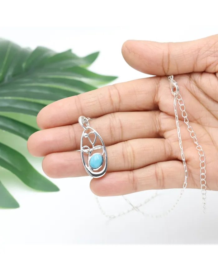 Arizona Turquoise Pendant | 925 Sterling Silver Handmade Jewelry