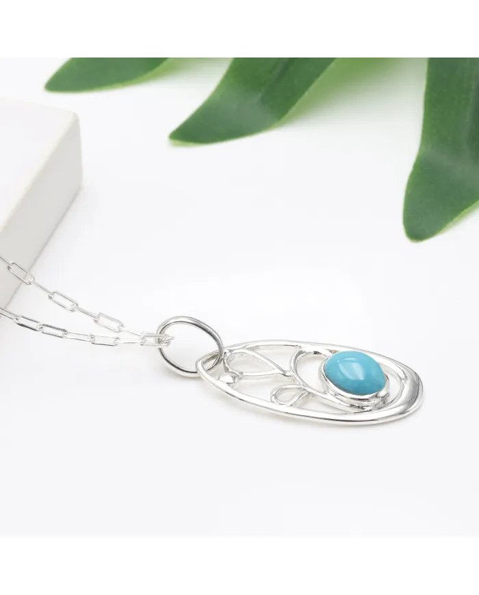 Arizona Turquoise Pendant | 925 Sterling Silver Handmade Jewelry