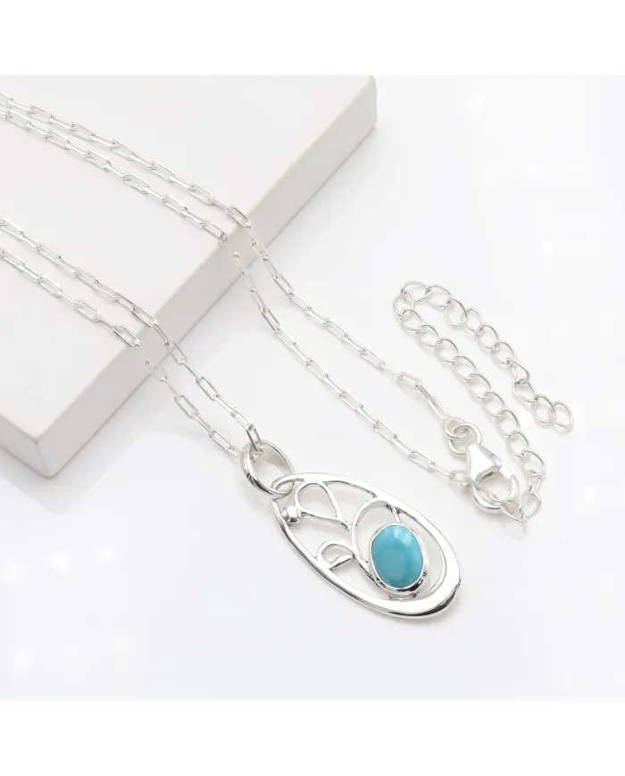 Arizona Turquoise Pendant | 925 Sterling Silver Handmade Jewelry