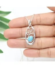 Arizona Turquoise Pendant | 925 Sterling Silver Handmade Jewelry