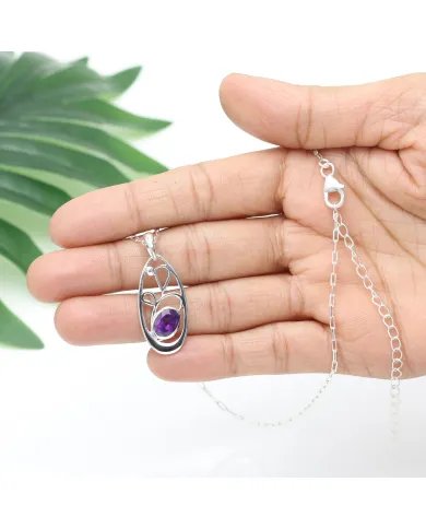 Amethyst Pendant in 925 Sterling Silver | Handmade Gemstone Jewelry