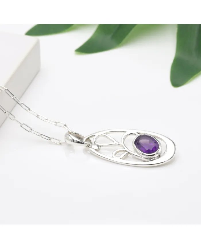 Amethyst Pendant in 925 Sterling Silver | Handmade Gemstone Jewelry