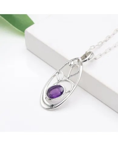 Amethyst Pendant in 925 Sterling Silver | Handmade Gemstone Jewelry