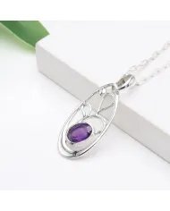 Amethyst Pendant in 925 Sterling Silver | Handmade Gemstone Jewelry