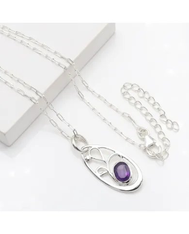Amethyst Pendant in 925 Sterling Silver | Handmade Gemstone Jewelry