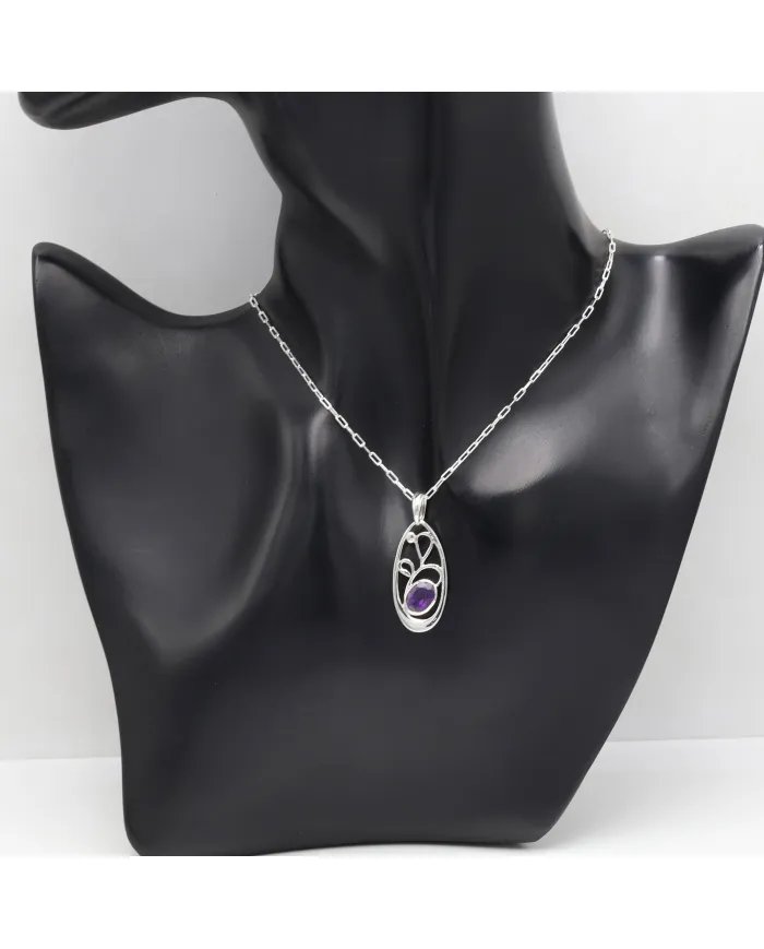 Amethyst Pendant in 925 Sterling Silver | Handmade Gemstone Jewelry