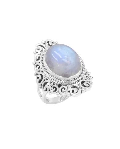 Moonstone Ring 925 Sterling Silver Handmade Boho Statement Jewelry