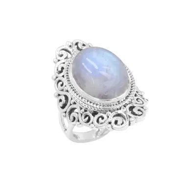 Moonstone Ring 925 Sterling Silver Handmade Boho Statement Jewelry