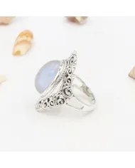 Moonstone Ring 925 Sterling Silver Handmade Boho Statement Jewelry