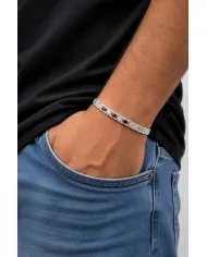 925 Sterling Silver Ruby and Swarovski Crystal Chain Bracelet