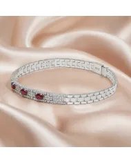 925 Sterling Silver Ruby and Swarovski Crystal Chain Bracelet