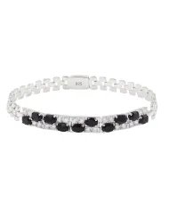 925 Sterling Silver Ruby and Swarovski Crystal Chain Bracelet