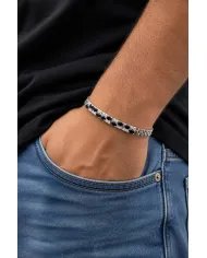 925 Sterling Silver Black Onyx & Swarovski Crystal Chain Bracelet