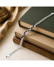 925 Sterling Silver Black Onyx & Swarovski Crystal Chain Bracelet